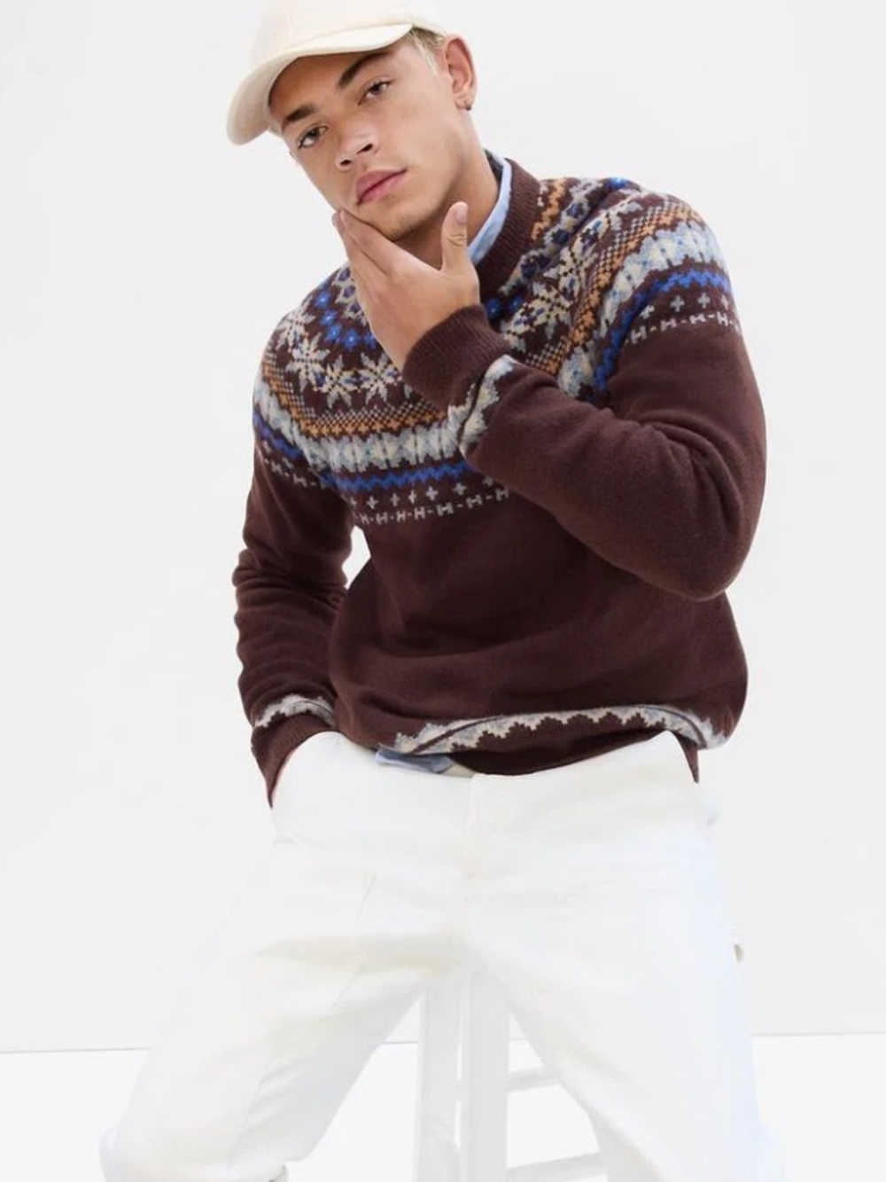 Gap Brown Fair Isle Sweater Size M